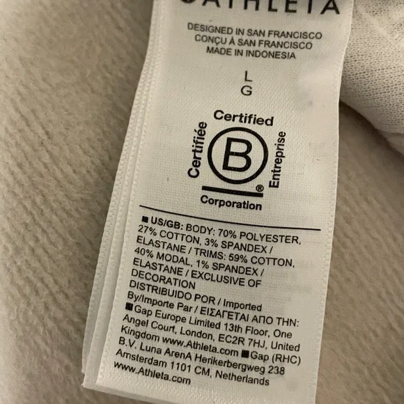 NWT Athleta Cozy Karma 1/2 zip Sweatshirt color Abalone size Large - Picture 9 of 9